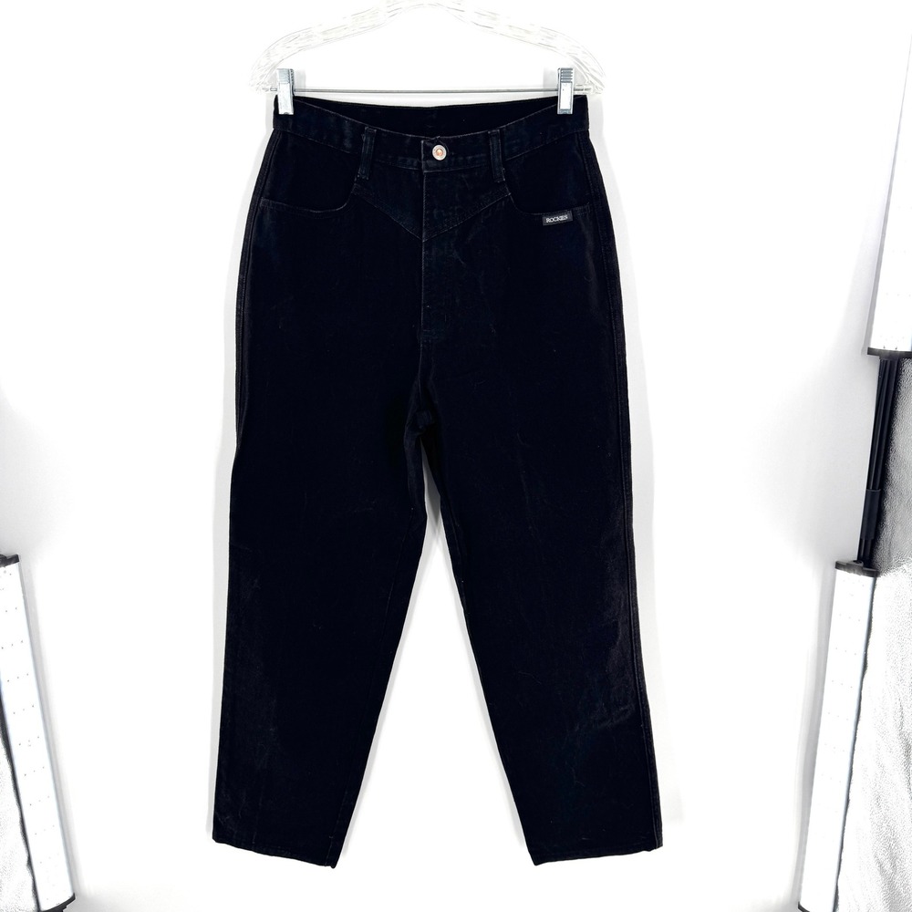 VTG Rockies Black Denim Jeans Womens Size 11/12 High Waisted Straight Leg Cotton